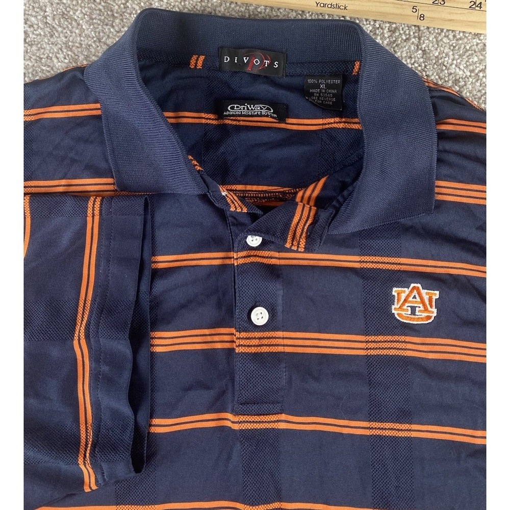 Divots Dri Way Advance Moisture Auburn Tigers Striped/ Check Polo Men XL NCAA